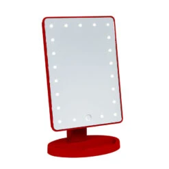 Touch 2.0 Dimmable LED Makeup Mirror In Matte -Impressionsvanity 1 touch2.0matte red