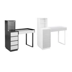 SlayStation® Duet Vanity Table Desk 22 SlayStation® Duet Vanity Table Desk -Impressionsvanity 20232901BG 5 Drawers cabinet with metal leg 2