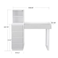 SlayStation® Duet Vanity Table Desk 28 SlayStation® Duet Vanity Table Desk -Impressionsvanity 20232901WG 5 Drawers cabinet with metal leg White Grey