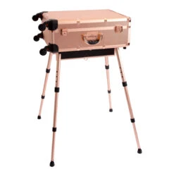 SlayCase® Pro Vanity Travel Train Case With Stand In Rose Gold Bling -Impressionsvanity 31