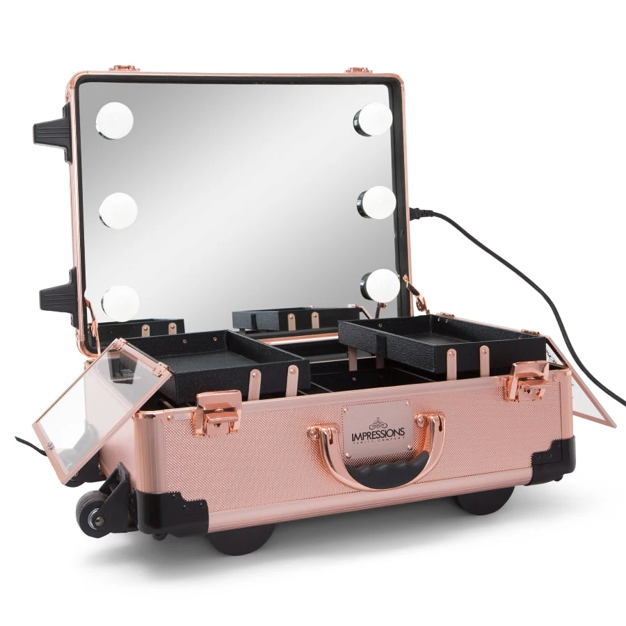 SlayCase® XLS Vanity Travel Case With Stand In Rose Gold Bling 4 SlayCase® XLS Vanity Travel Case With Stand In Rose Gold Bling - Image 2