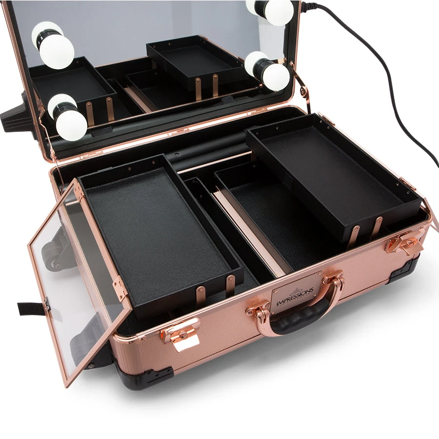 SlayCase® XLS Vanity Travel Case With Stand In Rose Gold Bling 5 SlayCase® XLS Vanity Travel Case With Stand In Rose Gold Bling - Image 3