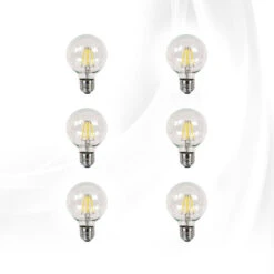 Clear LED Globe Bulbs, Dimmable (Cool White, 6W)