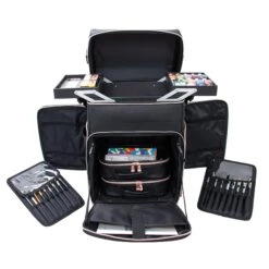 SLAYssentials LUXE 24-Inch Travel Organizer Makeup Case -Impressionsvanity IVCS P56 BLK open 2