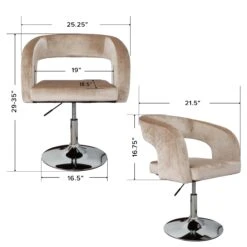 Ronni Modern Vanity Chair -Impressionsvanity IVFC IPS103RONNICHAIR CPGmeasurements