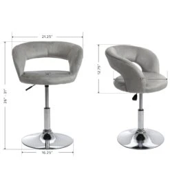 Giselle Contemporary Vanity Chair 35 Giselle Contemporary Vanity Chair -Impressionsvanity IVFC IPS105 COOL GREY measurements