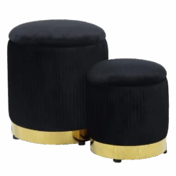 Zoe Storage Ottoman Set 12 Zoe Storage Ottoman Set -Impressionsvanity IVFC IPS257 BLKV SET