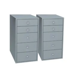 SlayStation® 5-Drawer Makeup Vanity Storage Unit 24 SlayStation® 5-Drawer Makeup Vanity Storage Unit -Impressionsvanity IVFS SLAYDR5X2 silver duo