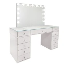 SlayStation® Naomi Vanity Table + Vanity Mirror + 4 Drawer Units Bundle 8 SlayStation® Naomi Vanity Table + Vanity Mirror + 4 Drawer Units Bundle -Impressionsvanity IVFT SLAYNAOMIGLOWP DWHU LFD N