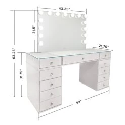 SlayStation® Naomi Vanity Table + Vanity Mirror + 4 Drawer Units Bundle 9 SlayStation® Naomi Vanity Table + Vanity Mirror + 4 Drawer Units Bundle -Impressionsvanity IVFT SLAYNAOMIGLOWP DWHU LFD N DMNS