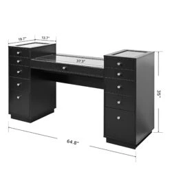 SlayStation® Odette Vanity Table With Top Display Drawers 19 SlayStation® Odette Vanity Table With Top Display Drawers -Impressionsvanity IVFT SSODETTEDR080 BLK N DMNS