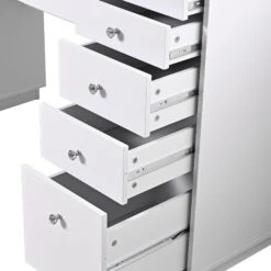 SlayStation® Odette Vanity Table With Top Display Drawers 22 SlayStation® Odette Vanity Table With Top Display Drawers -Impressionsvanity IVFT SSODETTEDR080 WHT N DETAIL 1