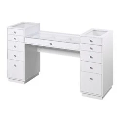 SlayStation® Odette Vanity Table With Top Display Drawers 20 SlayStation® Odette Vanity Table With Top Display Drawers -Impressionsvanity IVFT SSODETTEDR080 WHT N F2