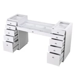 SlayStation® Odette Vanity Table With Top Display Drawers 25 SlayStation® Odette Vanity Table With Top Display Drawers -Impressionsvanity IVFT SSODETTEDR080 WHT N F3
