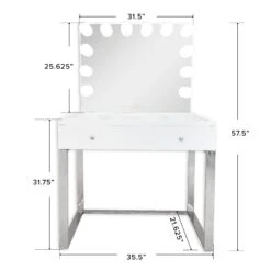 SlayStation® Scarlett Vanity Table + Vanity Mirror Bundle -Impressionsvanity IVFT SSSCAR GLOWS WHT LCDBUNDLEDMNS