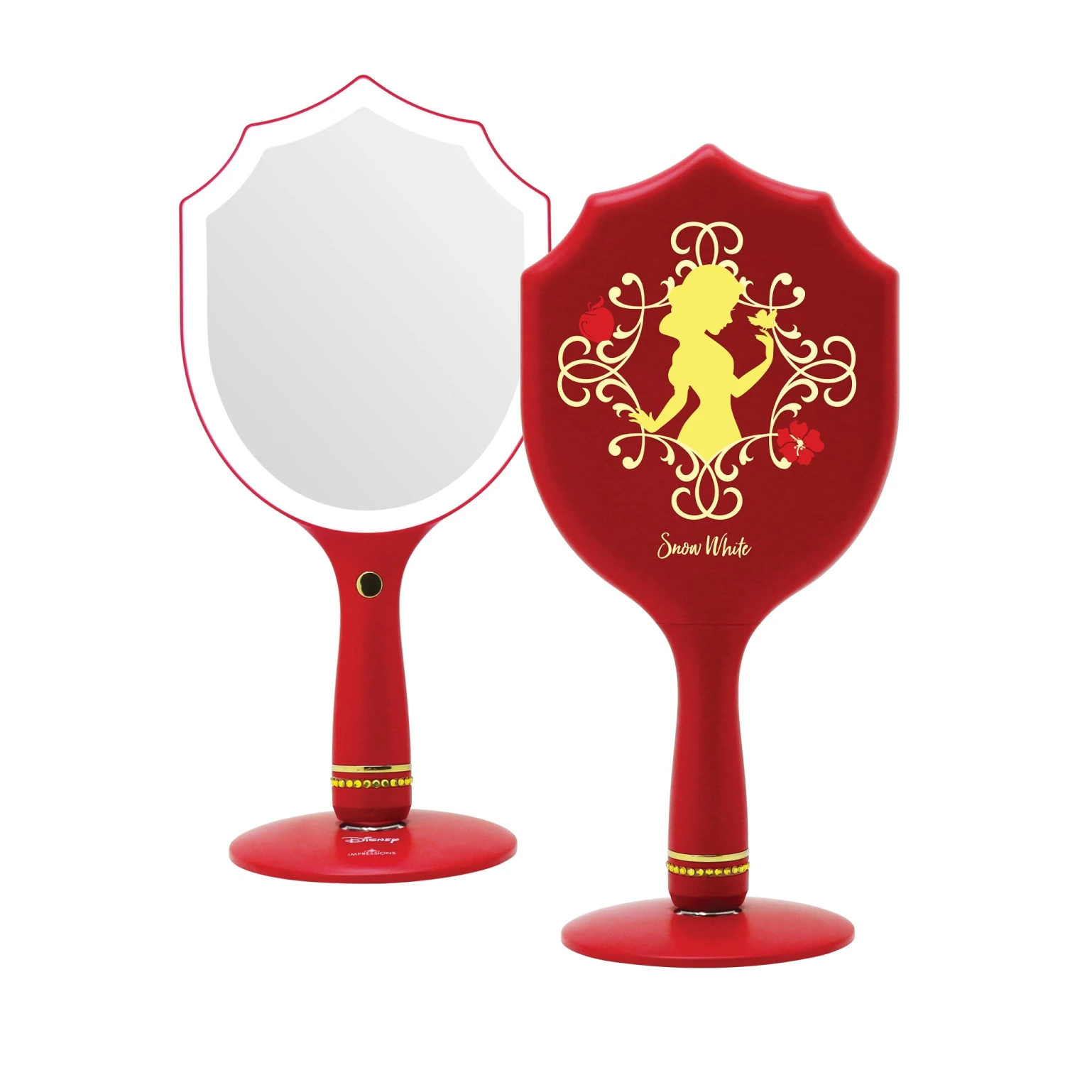 Snow White LED Handheld Makeup Mirror With Standing Base 3 Snow White LED Handheld Makeup Mirror With Standing Base