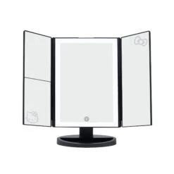 Hello Kitty Trifold LED Tri-Tone Makeup Mirror With Magnification 17 Hello Kitty Trifold LED Tri-Tone Makeup Mirror With Magnification -Impressionsvanity IVMM HKTF ANML BLK cool light