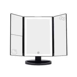 Hello Kitty Trifold LED Tri-Tone Makeup Mirror With Magnification 18 Hello Kitty Trifold LED Tri-Tone Makeup Mirror With Magnification -Impressionsvanity IVMM HKTF ANML BLK natural light