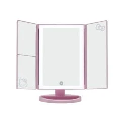 Hello Kitty Trifold LED Tri-Tone Makeup Mirror With Magnification 23 Hello Kitty Trifold LED Tri-Tone Makeup Mirror With Magnification -Impressionsvanity IVMM HKTF ANML PNK cool light