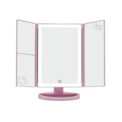 Hello Kitty Trifold LED Tri-Tone Makeup Mirror With Magnification 24 Hello Kitty Trifold LED Tri-Tone Makeup Mirror With Magnification -Impressionsvanity IVMM HKTF ANML PNK natural light