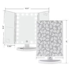 Hello Kitty Trifold LED Makeup Mirror With Magnification 9 Hello Kitty Trifold LED Makeup Mirror With Magnification -Impressionsvanity IVMM HKTF BOWS WHT DMNS