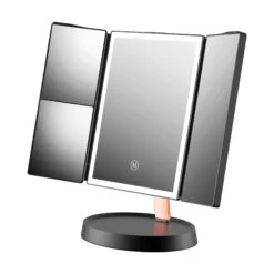 Infinity Trifold LED Makeup Mirror 17 Infinity Trifold LED Makeup Mirror -Impressionsvanity IVMM INFNT TRI BLK DMNS front