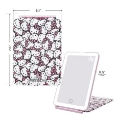 Hello Kitty (White/Pink) Touch Pad Mini Tri-Tone LED Makeup Mirror -Impressionsvanity IVMM TOUCHPADMINI HKT WHTPNKDMNS