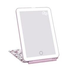 Hello Kitty (White/Pink) Touch Pad Mini Tri-Tone LED Makeup Mirror -Impressionsvanity IVMM TOUCHPADMINI HKT WHTPNK natural light