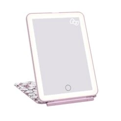 Hello Kitty (White/Pink) Touch Pad Mini Tri-Tone LED Makeup Mirror -Impressionsvanity IVMM TOUCHPADMINI HKT WHTPNK warm light