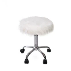Momo Faux Fur Vanity Stool 10 Momo Faux Fur Vanity Stool -Impressionsvanity IV Momo Fur Chair White 001