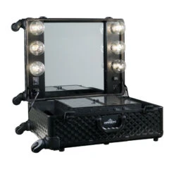 SlayCase® Pro Vanity Travel Train Case With Stand In Black Studded