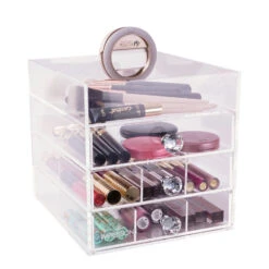 Diamond Collection Petite 4-Tier Acrylic Makeup Organizer With Open Top