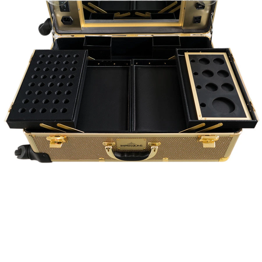 SlayCase® Pro Vanity Travel Train Case With Stand In Champagne Sparkle 8 SlayCase® Pro Vanity Travel Train Case With Stand In Champagne Sparkle - Image 6