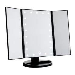 Touch Trifold Dimmable LED Makeup Mirror -Impressionsvanity Impressions Vanity Touch LED Trifold Makeup Mirror Black 02