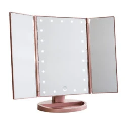 Touch Trifold Dimmable LED Makeup Mirror -Impressionsvanity Impressions Vanity Touch LED Trifold Makeup Mirror Rose Gold 02