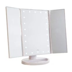 Touch Trifold Dimmable LED Makeup Mirror -Impressionsvanity Impressions Vanity Touch LED Trifold Makeup Mirror White 02