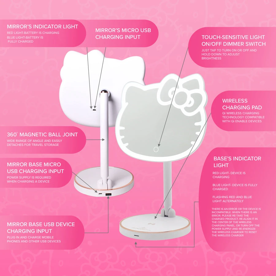 Hello Kitty LED Rechargeable Makeup Mirror 8 Hello Kitty LED Rechargeable Makeup Mirror - Image 6