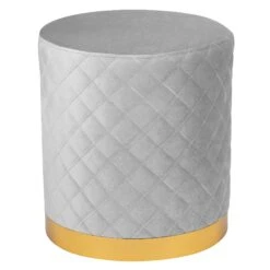 Olivia Quilted Vanity Ottoman 16 Olivia Quilted Vanity Ottoman -Impressionsvanity QuiltedOttoman CoolGrey 1 Cropped