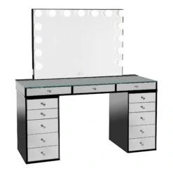 SlayStation® Pro 2.0 Mirrored Tabletop + Vanity Mirror + 5 Drawer Units Bundle 35 SlayStation® Pro 2.0 Mirrored Tabletop + Vanity Mirror + 5 Drawer Units Bundle -Impressionsvanity SlaystationPro2.0 Mirrored5Drawer Black GlowLitePro