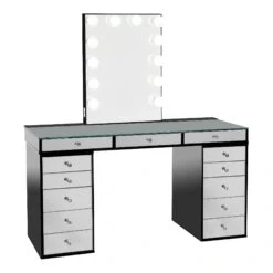SlayStation® Pro 2.0 Mirrored Tabletop + Vanity Mirror + 5 Drawer Units Bundle 36 SlayStation® Pro 2.0 Mirrored Tabletop + Vanity Mirror + 5 Drawer Units Bundle -Impressionsvanity SlaystationPro2.0 Mirrored5Drawer Black GlowLiteXL