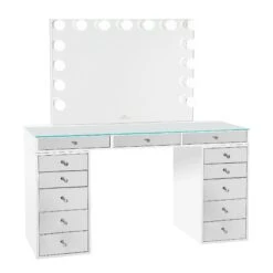 SlayStation® Pro 2.0 Mirrored Tabletop + Vanity Mirror + 5 Drawer Units Bundle 27 SlayStation® Pro 2.0 Mirrored Tabletop + Vanity Mirror + 5 Drawer Units Bundle -Impressionsvanity SlaystationPro2.0 Mirrored5Drawer White GlowPro