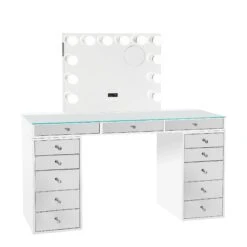 SlayStation® Pro 2.0 Mirrored Tabletop + Vanity Mirror + 5 Drawer Units Bundle 31 SlayStation® Pro 2.0 Mirrored Tabletop + Vanity Mirror + 5 Drawer Units Bundle -Impressionsvanity SlaystationPro2.0 Mirrored5Drawer White PremierePlusBT