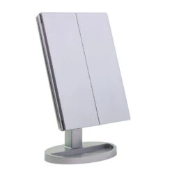 Touch Trifold XL Dimmable LED Makeup Mirror 31 Touch Trifold XL Dimmable LED Makeup Mirror -Impressionsvanity impressions vanity touch trifold xl led makeup mirror silver folded