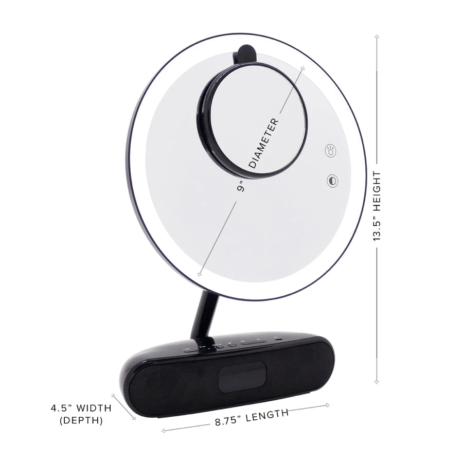 Melody 9-inch Round Duotone Makeup Mirror With Bluetooth Speakers 18 Melody 9-inch Round Duotone Makeup Mirror With Bluetooth Speakers - Image 16