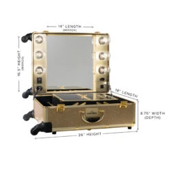 SlayCase® Pro Vanity Travel Train Case With Stand In Champagne Sparkle 15 SlayCase® Pro Vanity Travel Train Case With Stand In Champagne Sparkle -Impressionsvanity slaycase pro travel train case w stand champagne sparkle