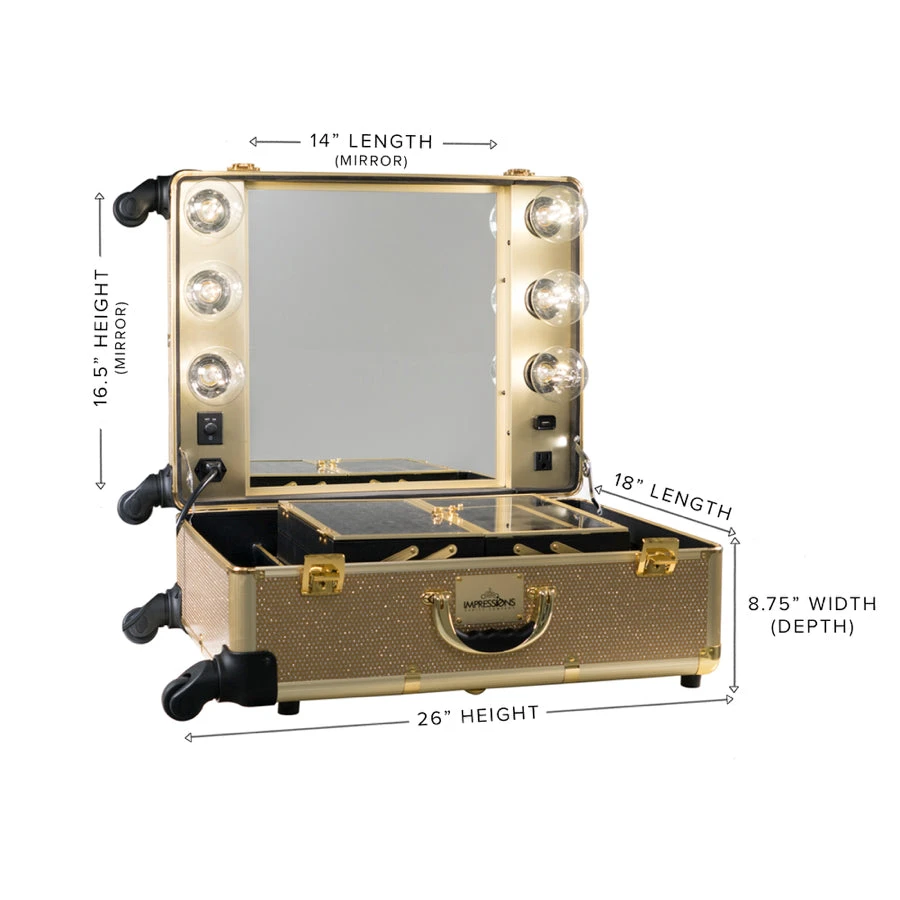 SlayCase® Pro Vanity Travel Train Case With Stand In Champagne Sparkle 9 SlayCase® Pro Vanity Travel Train Case With Stand In Champagne Sparkle - Image 7