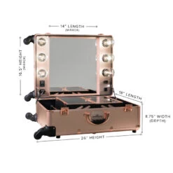 SlayCase® Pro Vanity Travel Train Case With Stand In Pink Mermaid Shimmer 15 SlayCase® Pro Vanity Travel Train Case With Stand In Pink Mermaid Shimmer -Impressionsvanity slaycase pro vanity trave train case w stand rosegold bling