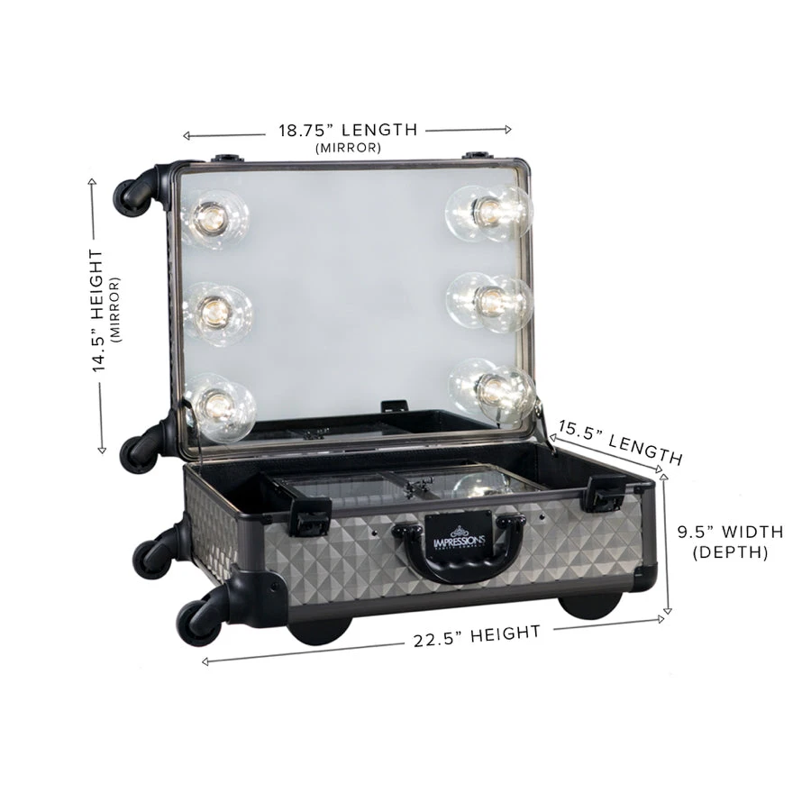 SlayCase® XL Vanity Travel Train Case In Charcoal Studded 7 SlayCase® XL Vanity Travel Train Case In Charcoal Studded - Image 5