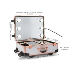 SlayCase® XLS Vanity Travel Train Case With Stand In White & Rose Gold Studded 17 SlayCase® XLS Vanity Travel Train Case With Stand In White & Rose Gold Studded -Impressionsvanity slaycase xls vanity travel train case w stand white rosegold studded