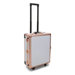 SlayCase® XLS Vanity Travel Train Case With Stand In White & Rose Gold Studded 13 SlayCase® XLS Vanity Travel Train Case With Stand In White & Rose Gold Studded -Impressionsvanity slaycaseXLS whiteRGstudded3 website